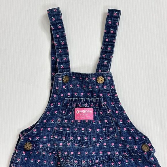 Vintage OshKosh B’gosh Denim Skirtall 6X Girls USA Made Floral Cute Americana - Picture 4 of 10